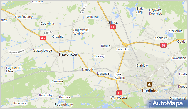 mapa Draliny, Draliny na mapie Targeo