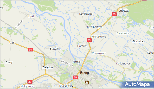 mapa Garbów gmina Lubsza, Garbów gmina Lubsza na mapie Targeo