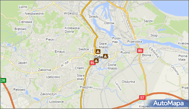 mapa Gdańska, Gdańsk na mapie Targeo