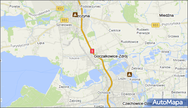 mapa Goczałkowice-Zdrój, Goczałkowice-Zdrój na mapie Targeo