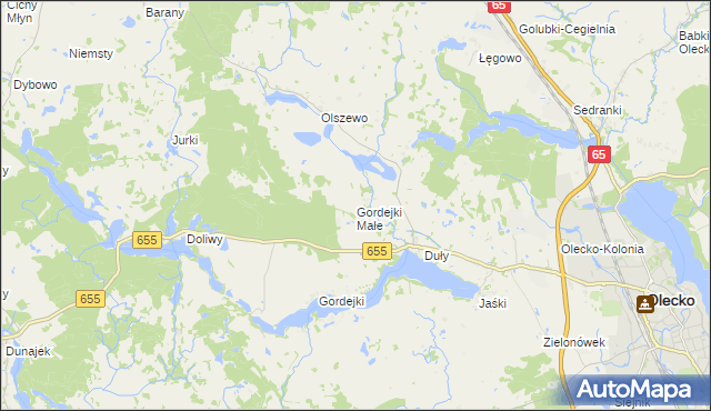 mapa Gordejki Małe, Gordejki Małe na mapie Targeo