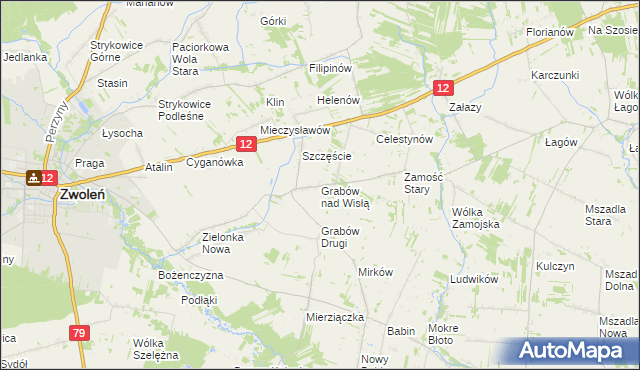 mapa Grabów nad Wisłą, Grabów nad Wisłą na mapie Targeo