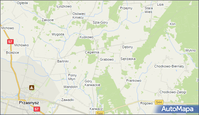 mapa Grabowo gmina Przasnysz, Grabowo gmina Przasnysz na mapie Targeo