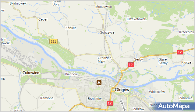 mapa Grodziec Mały, Grodziec Mały na mapie Targeo