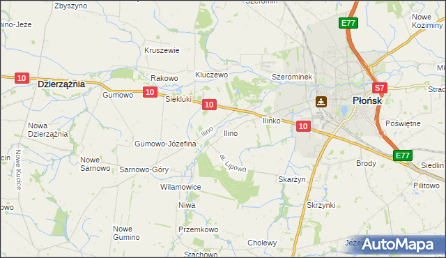 mapa Ilino, Ilino na mapie Targeo