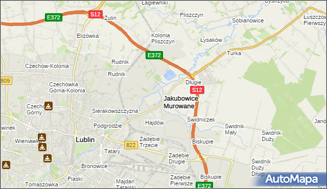 mapa Jakubowice Murowane, Jakubowice Murowane na mapie Targeo