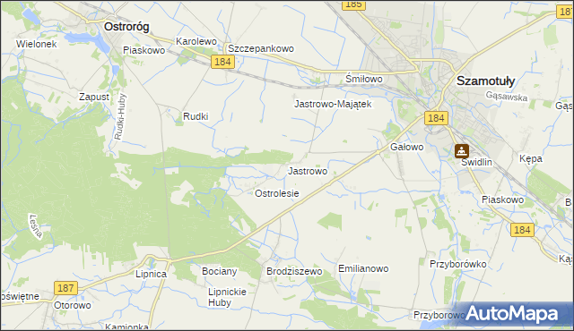 mapa Jastrowo, Jastrowo na mapie Targeo