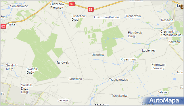 mapa Józefów gmina Mełgiew, Józefów gmina Mełgiew na mapie Targeo