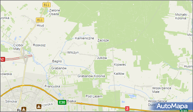 mapa Julków gmina Biała Podlaska, Julków gmina Biała Podlaska na mapie Targeo