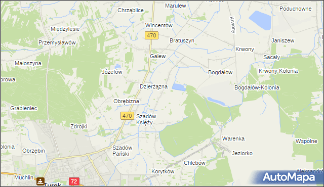 mapa Kalinowa gmina Turek, Kalinowa gmina Turek na mapie Targeo