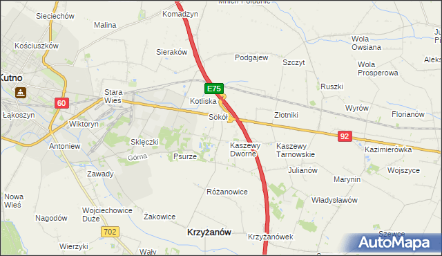 mapa Kaszewy Kościelne, Kaszewy Kościelne na mapie Targeo