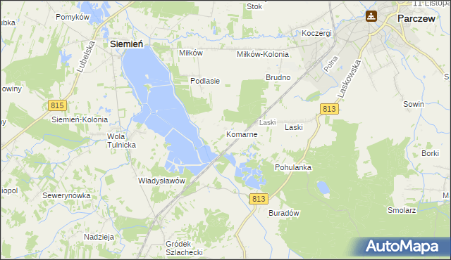 mapa Komarne, Komarne na mapie Targeo