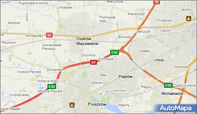 mapa Konotopa gmina Ożarów Mazowiecki, Konotopa gmina Ożarów Mazowiecki na mapie Targeo