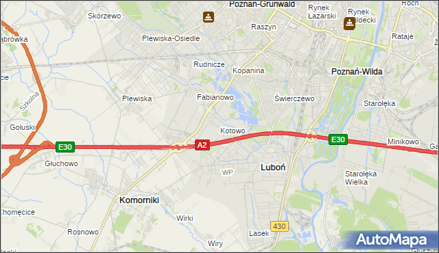 mapa Kotowo gmina Poznań, Kotowo gmina Poznań na mapie Targeo