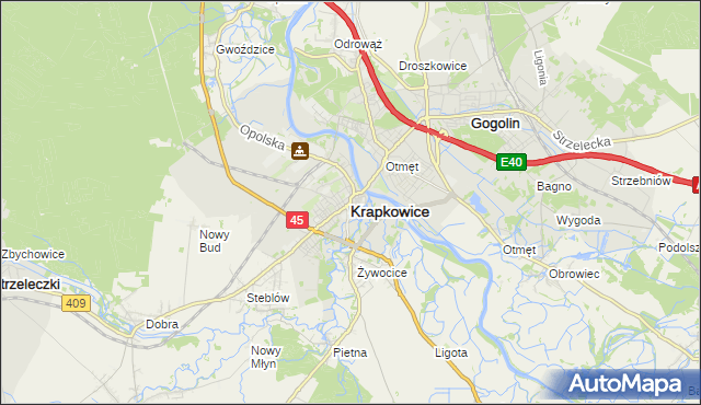 mapa Krapkowice, Krapkowice na mapie Targeo