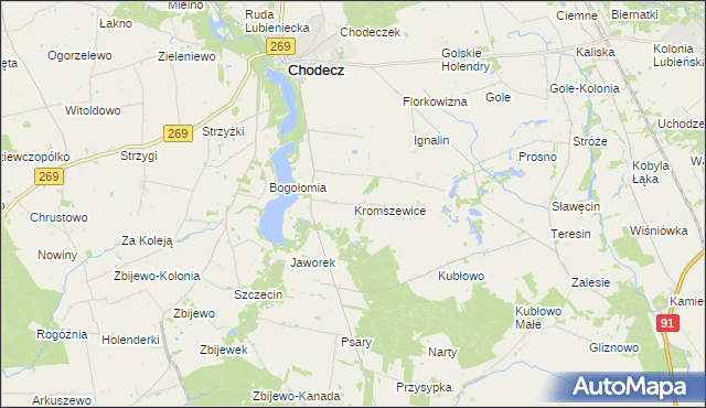 mapa Kromszewice, Kromszewice na mapie Targeo