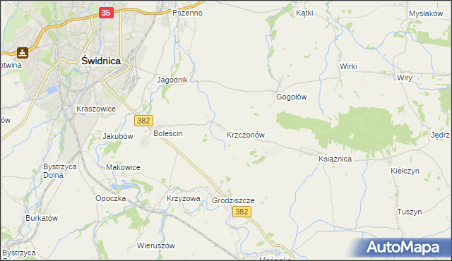 mapa Krzczonów gmina Świdnica, Krzczonów gmina Świdnica na mapie Targeo