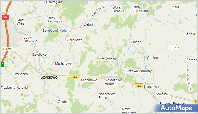 mapa Krzywonoś, Krzywonoś na mapie Targeo