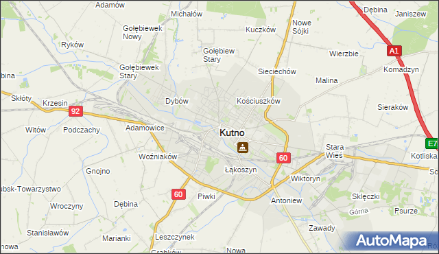 mapa Kutno, Kutno na mapie Targeo