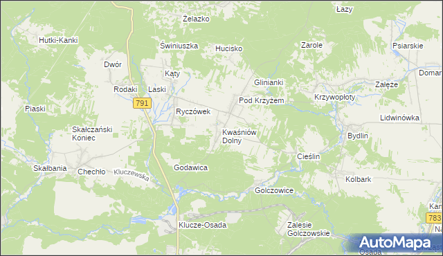 mapa Kwaśniów Dolny, Kwaśniów Dolny na mapie Targeo