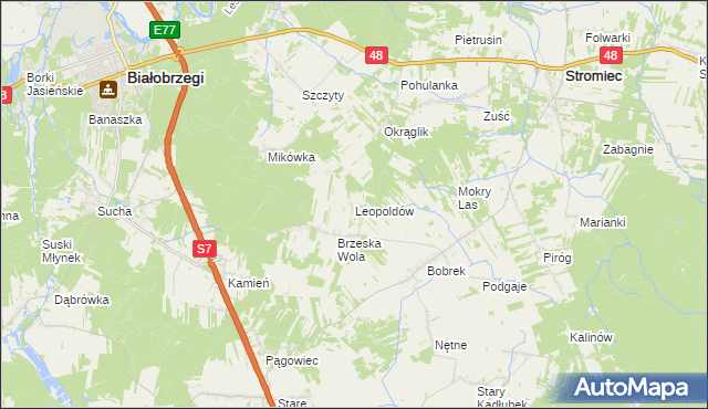 mapa Leopoldów gmina Białobrzegi, Leopoldów gmina Białobrzegi na mapie Targeo