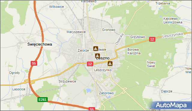 mapa Leszno, Leszno na mapie Targeo