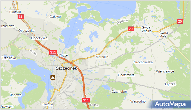 mapa Marcelin gmina Szczecinek, Marcelin gmina Szczecinek na mapie Targeo