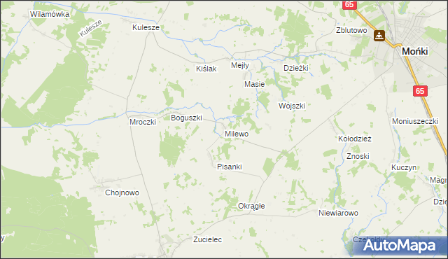 mapa Milewo gmina Trzcianne, Milewo gmina Trzcianne na mapie Targeo