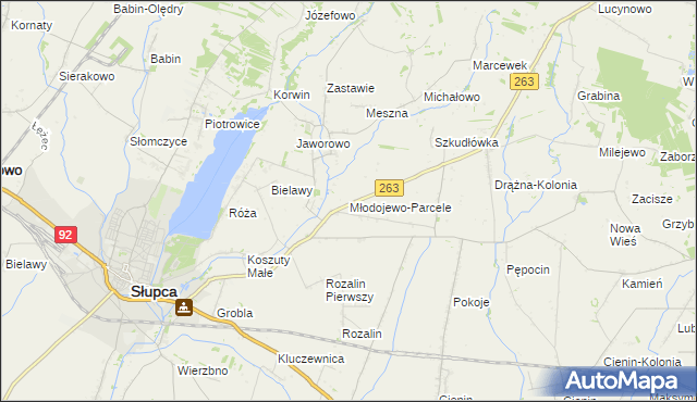 mapa Młodojewo-Parcele, Młodojewo-Parcele na mapie Targeo