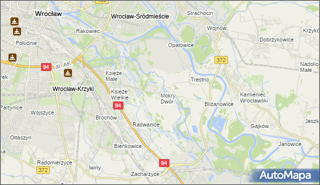mapa Mokry Dwór gmina Siechnice, Mokry Dwór gmina Siechnice na mapie Targeo