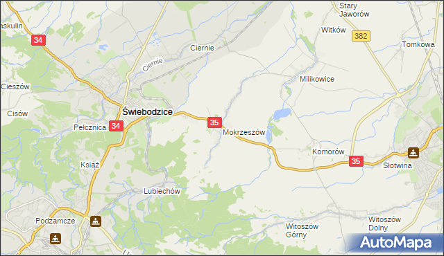 mapa Mokrzeszów, Mokrzeszów na mapie Targeo