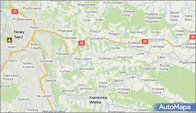 mapa Mystków, Mystków na mapie Targeo