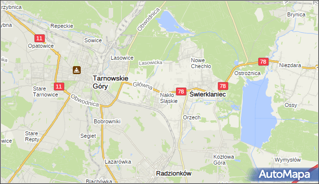 mapa Nakło Śląskie, Nakło Śląskie na mapie Targeo