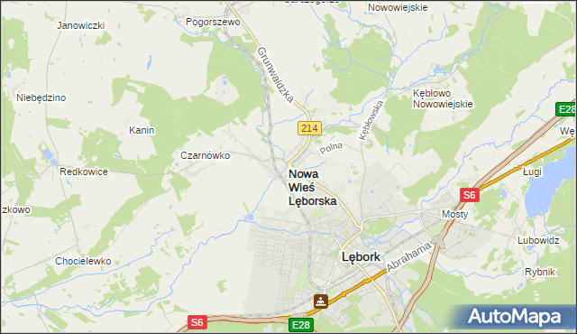 mapa Nowa Wieś Lęborska, Nowa Wieś Lęborska na mapie Targeo