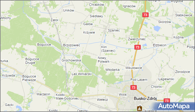 mapa Nowy Folwark gmina Busko-Zdrój, Nowy Folwark gmina Busko-Zdrój na mapie Targeo