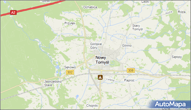 mapa Nowy Tomyśl, Nowy Tomyśl na mapie Targeo