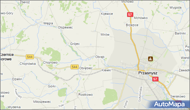 mapa Obrąb gmina Przasnysz, Obrąb gmina Przasnysz na mapie Targeo