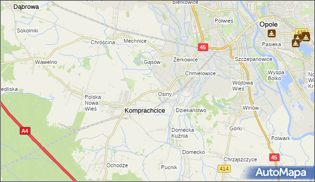 mapa Osiny gmina Komprachcice, Osiny gmina Komprachcice na mapie Targeo