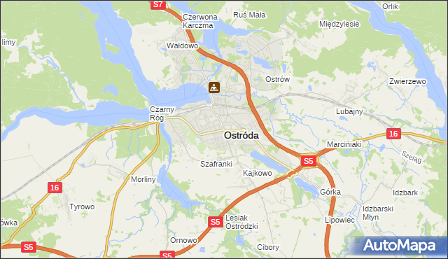 mapa Ostróda, Ostróda na mapie Targeo