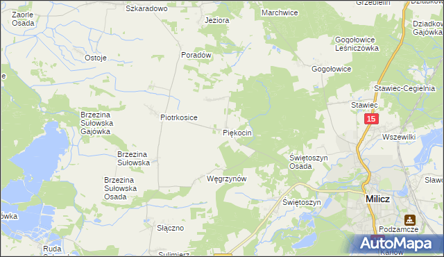 mapa Piękocin, Piękocin na mapie Targeo