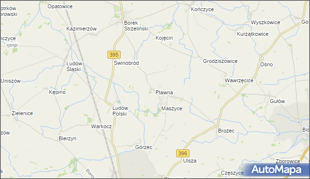 mapa Pławna gmina Strzelin, Pławna gmina Strzelin na mapie Targeo