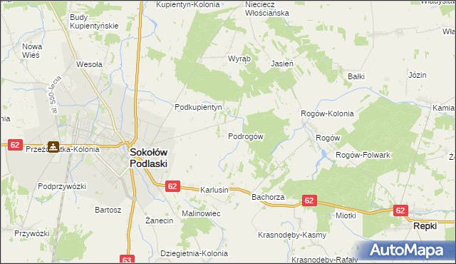 mapa Podrogów, Podrogów na mapie Targeo