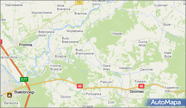 mapa Pokrzywna gmina Stromiec, Pokrzywna gmina Stromiec na mapie Targeo