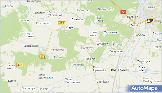 mapa Porczyny, Porczyny na mapie Targeo