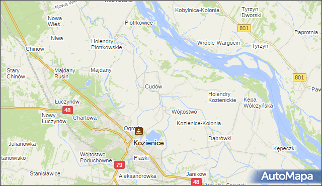 mapa Przewóz gmina Kozienice, Przewóz gmina Kozienice na mapie Targeo