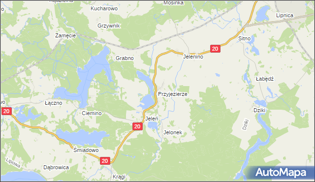 mapa Przyjezierze gmina Borne Sulinowo, Przyjezierze gmina Borne Sulinowo na mapie Targeo