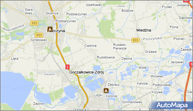 mapa Rudołtowice, Rudołtowice na mapie Targeo