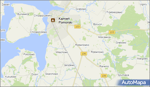 mapa Rzewnówko, Rzewnówko na mapie Targeo