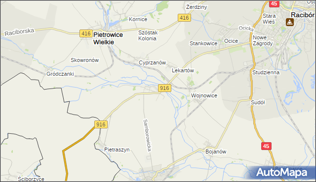 mapa Samborowice gmina Pietrowice Wielkie, Samborowice gmina Pietrowice Wielkie na mapie Targeo