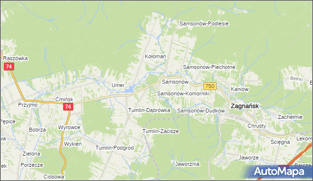 mapa Samsonów-Komorniki, Samsonów-Komorniki na mapie Targeo